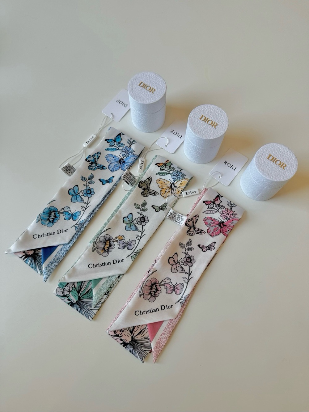 Dior Parfum Collection Floral & Butterfly 🦋 Neck Scarf in Blue, Green OR Pink